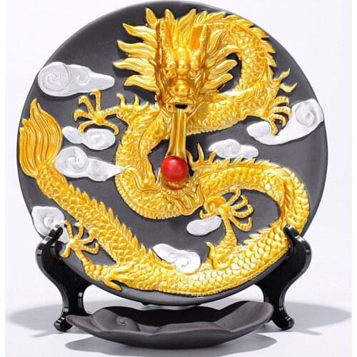 Back Flow Incense Burner Chinese Zen Ceramics Censer Purple Clay Dragon Plate Smoke Waterfall Incense Burner Home Decorations