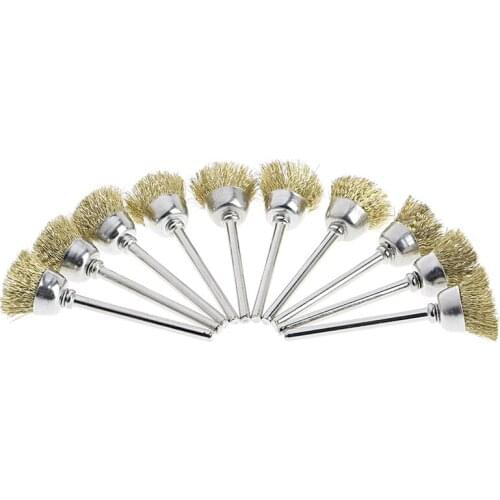 10pcs Brass Wire Wheel Brushes For Grinder Rotary Tool Dremel Accessories For Furniture Processing 18mm-M18