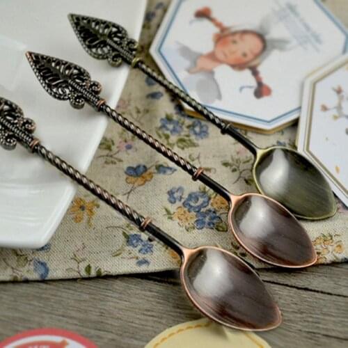 Metal Vintage Staff Wand Shape Handle Ice Cream Dessert Coffee Spoon Flatware Teaspoons Tableware Accessories Hot Sale Wholesale