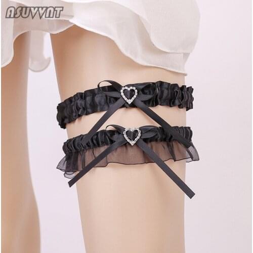 Fashion Bridal Garter For Wedding Dress Thigh Ring Accessory Lace Leg Loop Elastic Garter Sexy Love Heart Thigh Ring For Girl