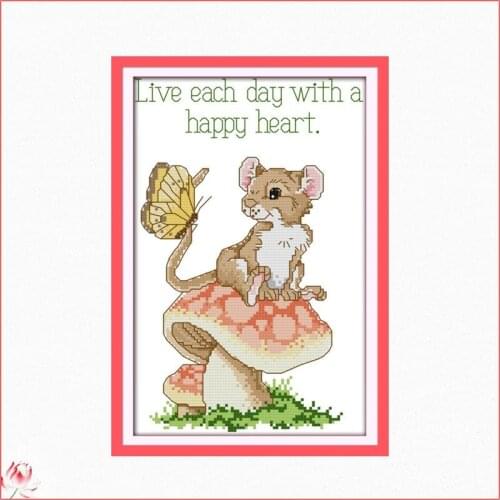 Mice And Mushrooms Pattern Cross Stitch Kit DIY Animal Pattern Embroidery Set 14CT 11CT Needlework Sewing Kit Home Decoration