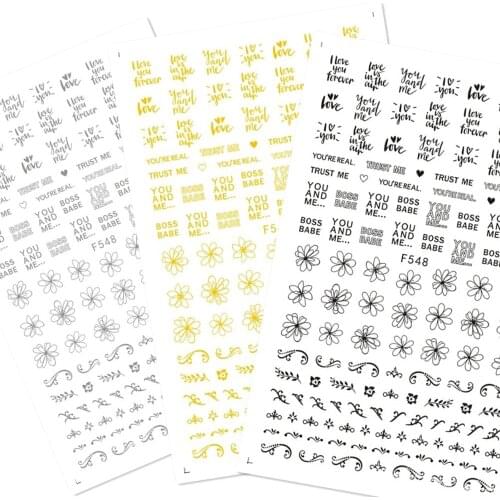 Newest F series 548 flower nail sticker 3d back glue nail decals rhinestones DIY decoration tools for nail accessory