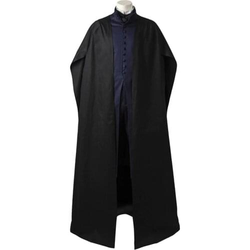 New Arrival Full Set Professor Severus Snape Cosplay Costume Halloween Carnival Black Robe Cloak Uniforms Custom Made