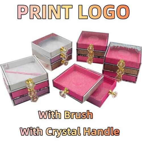 Wholesale eyelash packaging box Design for 10mm- 25mm mink lash boxes package eyelash Empty square case Custom Logo with tray