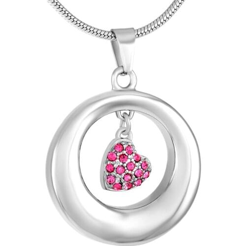 IJD9286 Stainless Steel Wholesale Newest Heart in Circle Ashes Necklace Keepsake Cremation Urn Jewelry Memorial Pendant Jewelry