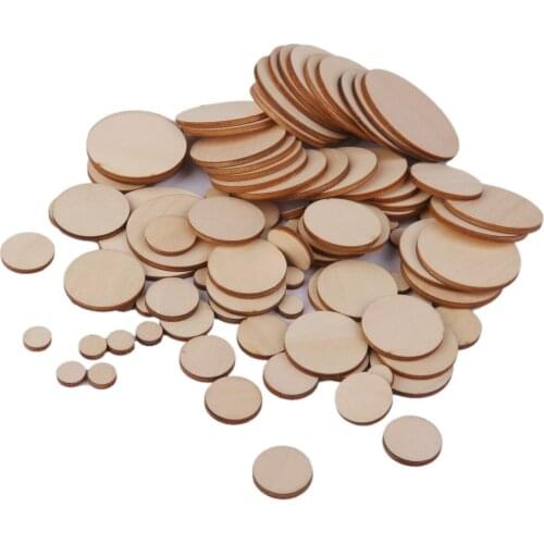 Wholesale 3mm Thick Round Wooden Embellishments for DIY Crafts 100pcs 10-50mm Event Wedding Party Supplies Birthday Home Decor