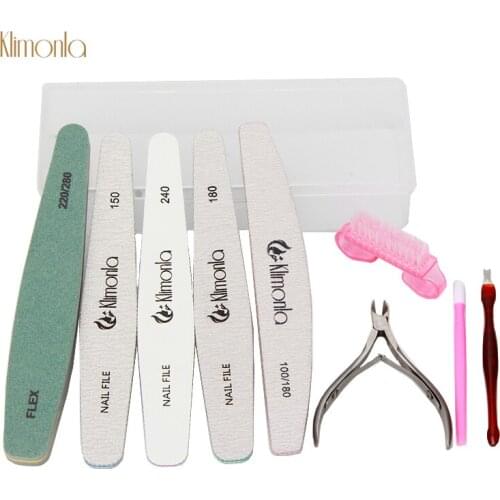 10pcs Professional Nail Art Tool Set 100/180 220/180 Nail File Buffers Dead Skin Cuticle Remover Trimmer For Manicure Care