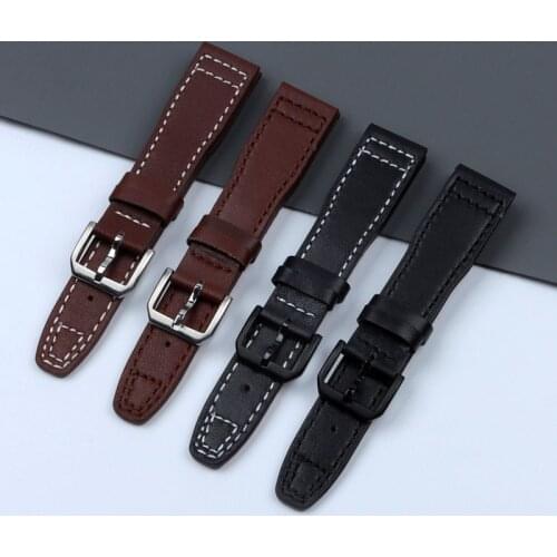 20mm 21mm 22mm Brown Black Men Watchband for IWC Pilot Mark XVIII IW327004 IW377714 Watch Strap Calf Genuine leather Bracelet