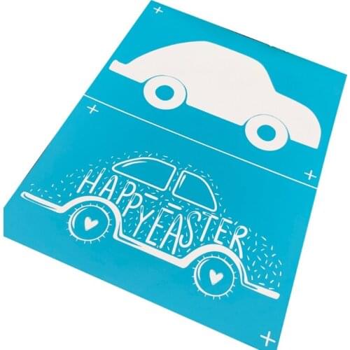 Happy Easter Car Self-Adhesive Silk Screen Printing Stencil Mesh Transfers for DIY T-Shirt Pillow Textile Painting Decor 85LA