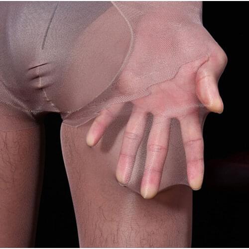 Sexy Men COCkring U Convex Pouch Stockings Open Close Sleeve Tight Stockings Sheer Shiny Glossy Pantyhose Tights Plus Size F12