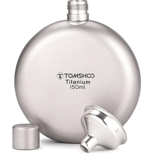 TOMSHOO 150ml Leakproof Titanium Flask Alcohol Whisky Wine Flask for Outdoor Camping Backpacking Travel Picnic