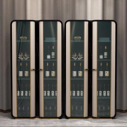 Tall Wine Storage Cabinet Glass Door Display Cupboard For Home