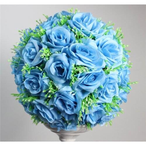 SPR Free shipping Bride holding -light BLUE- 15cm*10pcs wedding kissing flower ball party decoraion Hotel Arcade ornaments