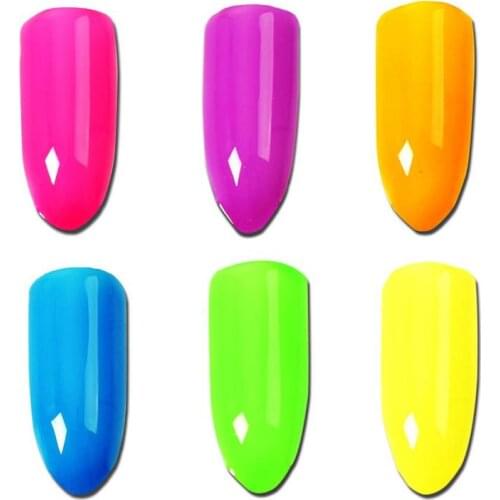 1 Box Neon Phosphor Pigment Powder Set Fluorescent Nail Pigment Powder Dazzling DIY Nail Art Dust Pigment Paillettes