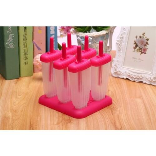 1PC 6Pcs Ice Cream Popsicle Molds Cooking Tools Rectangle Shaped Reusable DIY Frozen Ice Cream Pop Baking Moulds PF 002