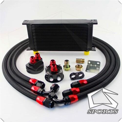19 ROW AN-10AN UNIVERSAL ENGINE TRANSMISSION OIL COOLER BLACK+ FILTER Relocation KIT black british type