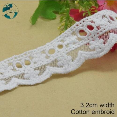 5yards 3.2cm white lace polyester embroidery lace french lace ribbon fabric guipure diy trims knitting sewing Accessories#3039