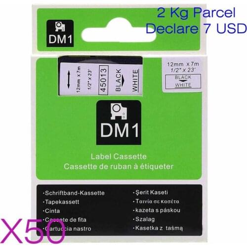 50 Pcs Tapetek 45013 Compatible Dymo D1 label tape 12mm 45018 40918 for Dymo LabelManager Maker 160 280 210 260P
