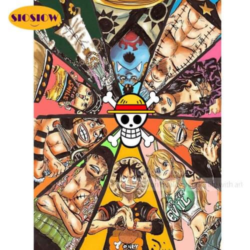 DIY 5D Diamond Painting One Piece Japanese Classic Anime Full Square Daimond Embroidery Cross Stitch Wall Decor Room Teen Gifts