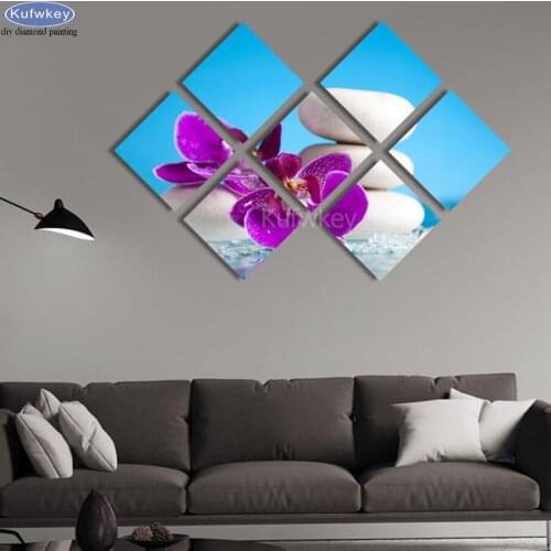 7pcs/set diamond painting "Orchid stone" Diamond Embroidery sale,flower,3d,Cross Stitch,kits,home decoration,rhinestone painting