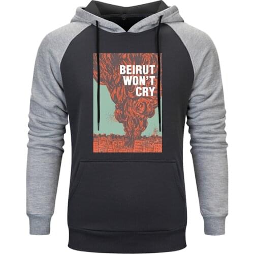 Beirut Won't Cry Raglan Hooded Mens Harajuku Hip Hop Sweatshirt Hoodie Leisure Tops Clothing 2020 Retro New Arrival Pullovers