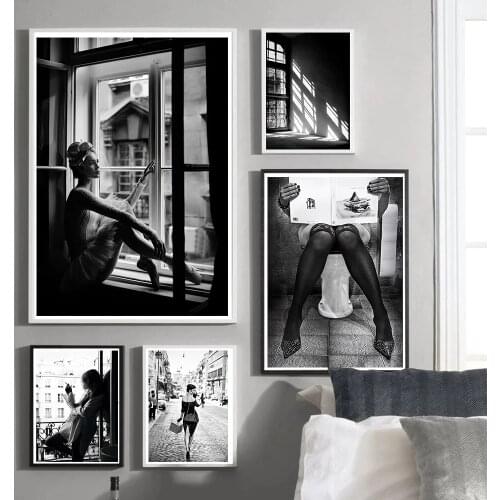 Black White Vintage Poster Sexy Woman Smoke Wall Art Print Canvas Painting Nordic Poster Nude Picture for Living Room Home Decor