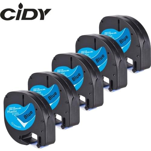 CIDY 5 pcs 12mm Black on Blue LT 91205 91335 91225 LT91205 for Letratag label maker for LT-100H