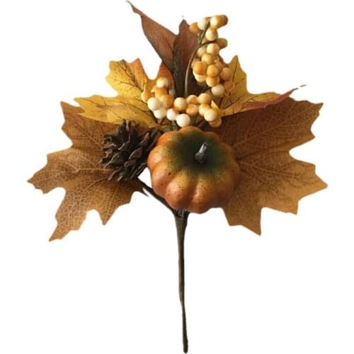 Simulation Maple Leaf Pumpkin Branch Photography Decoration Artificial Home Flower Plant Branch Autumn Garden Decoration