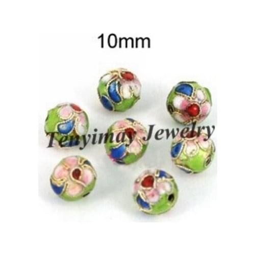 10mm Chinese Cloisonne Enamel Beads Mixed Color Traditional Handicrafts 100pcs Wholesale