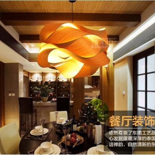 Creative e27 wood pendant hanging lamp decorative light fixtures for home living room bedroom dinning room hotel hall