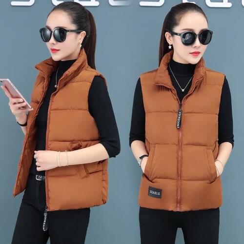 Jacket Vest Autumn Winter down Cotton Womens Short Loose Vest Sleeveless Jacket Chaleco Mujer