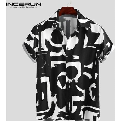 INCERUN Summer Printing Hawaiian Shirt Men 2021 Short Sleeve Streetwear Lapel Casual Brand Shirts Chic Button Camisa Plus Size