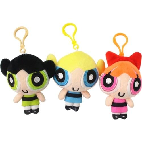 Hot 3pcs/lot The puff Girls Bubbles Blossom Buttercup plush Stuffed keychain keyring pendant Toy