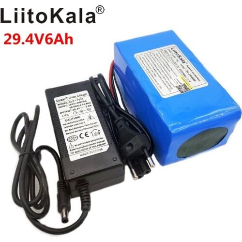 LiitoKala 24V 6Ah 7S3P 18650 Lithium Ion Battery 29.4V 6000mAh For Electric Bicycle