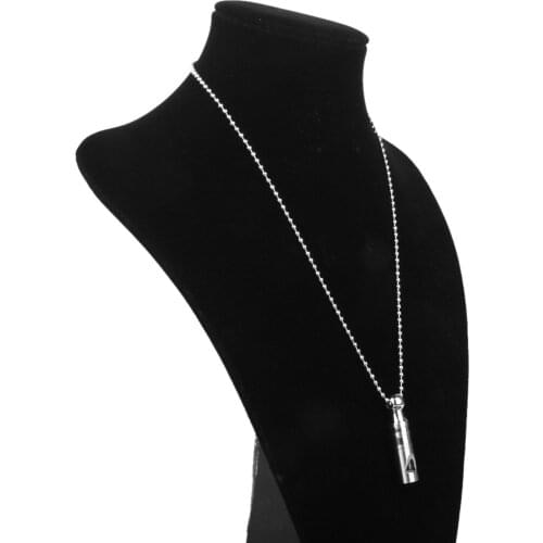Men & Womens Stainless steel Silver Whistle Pendant Dog tag Chain necklace