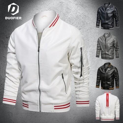 2021 Men Faux Leather Jacket Motorcycle Mens baseball Jacket Black Jaqueta De Couro Masculina Outwear Male PU Leather Coats 4XL