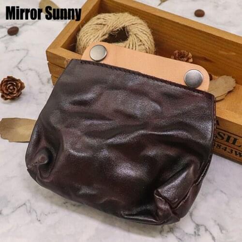 Original Handmade Retro Genuine Leather Mini Change Wallet For Men Women Head Cowhide Leather Female Small Creative Coin Bags