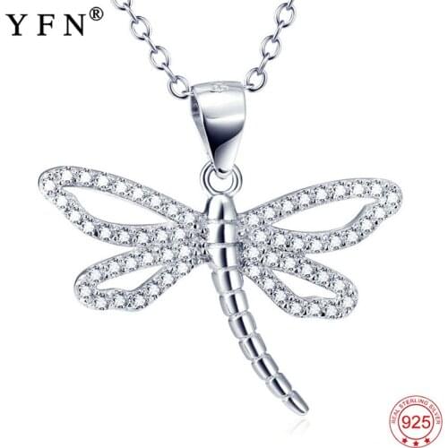 Necklace 925 Sterling Silver Statement Necklace Dragonfly Pendants Necklaces Trendy Jewelry For Women Christmas Gifts GNX9985