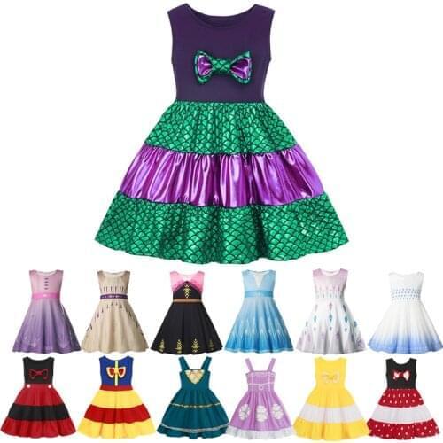 Halloween dress Girls Princess Dress Belle Christmas Snow White Elena Elsa Anna Aurora Costumes Cartoon Birthday Dresses