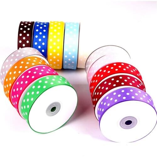 Polka Dots Printed Grosgrain Ribbons Wedding Festival Party Decorations Bow Craft Card Gifts Wrapping Supplies DIY 25mm 5Yards