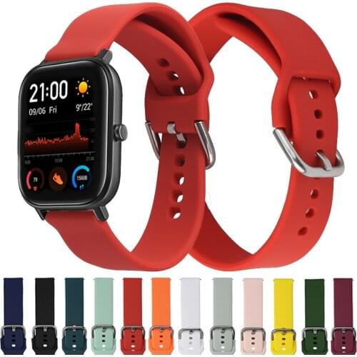 20mm Silicone Wrist Strap for Xiaomi Huami Amazfit GTS/Bip S/GTR 42mm Smart Watch Band Bracelet Sport Replacement Wristband Belt