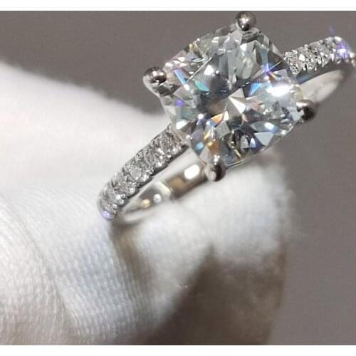 Luxury 925 Silver Ring Square cushion cut moissanite GH Color 1ct 2ct 3ct moissanite Anniversary gift Engagement ring