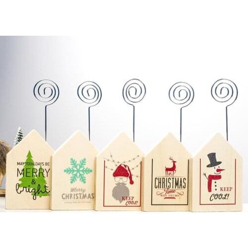 New Year Christmas decorations ornaments Christmas wooden note clamp Office desktop creative Xmas small house decoration FZ279