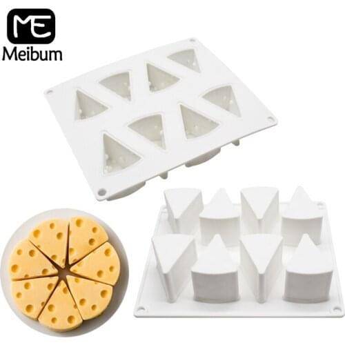 Meibum 8 Cavity Silicone Molds Cheese Shape Cake Mold Muffin Pastry Baking Pan Mousse Dessert Mould Cake Decorating Tools