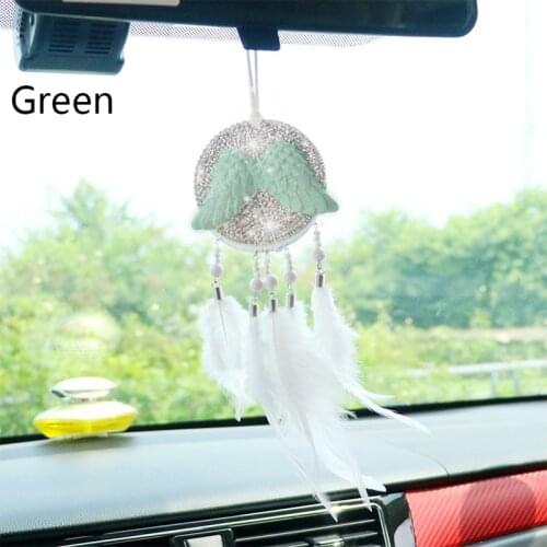 Rhinestone Dream Catcher Car Pendant Ornaments Hanging Diamond Wing Dream Capture Bling Auto Interior Accessories Girls Women