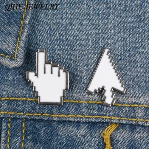 QIHE JEWELRY Arrow Cursor Pins Pixel Art Mouse Pointer Click Brooches Badegs Lapel pins Cursor Icon Jewelry Computer Accessories