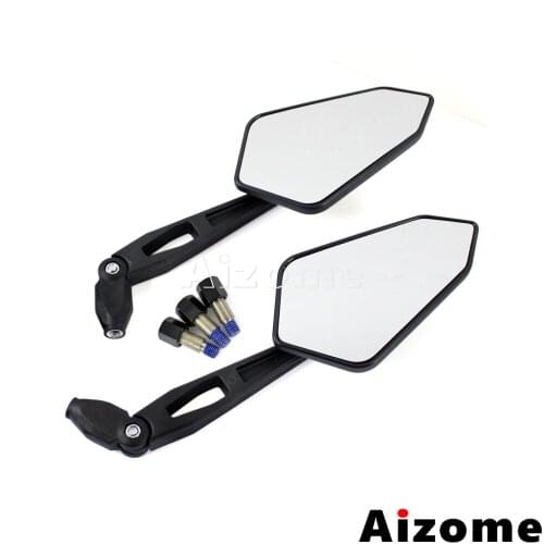 1 Pair Motorcycle M10 Rear View Mirrors Black Adjustable Side Mirrors For Honda Yamaha Suzuki Kawasaki Ducati Triump Quad ATV