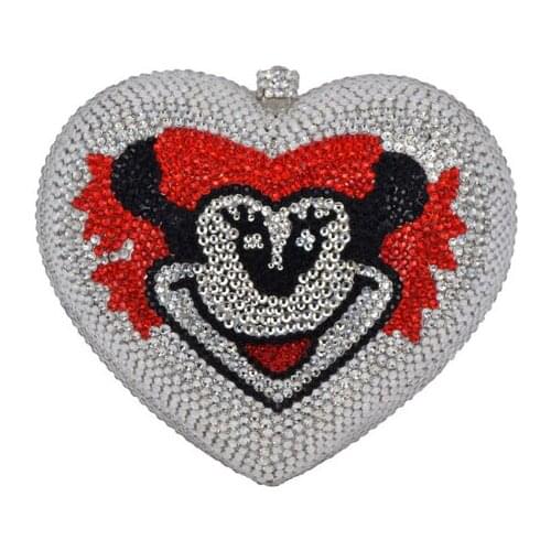 XIYUAN Female Heart Shape Blue/Yellow/Orange/Gold Color Full Diamond Evening Bags Clutches Bags For Wedding Birthday Gift Bags