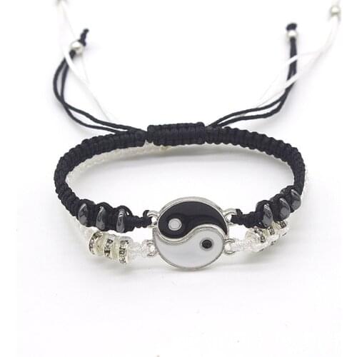 Ying and Yang Couple Bracelets Adjustable Braid Women Bracelets on Hand Tai Chi Paired Charm Bracelet Female Jewelry Pulseras