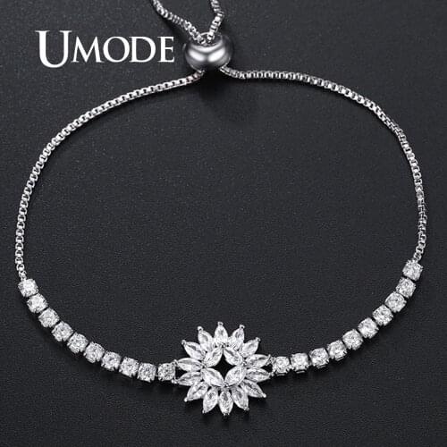 UMODE Sun Flower Tennis Bracelets for Women CZ Zirconia Bangles Girls Femme Bracleets Fashion Jewelry Gifts Accessories UB0196